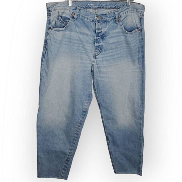 Old Navy Women's High-Waisted Button-Fly Slouchy Taper Cut-Off Non-Stretch Ankle - Picture 2 of 9